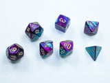 Purple-Teal / Gold: Gemini Mini-Polyhedral Dice Set (7's) CHX 20649