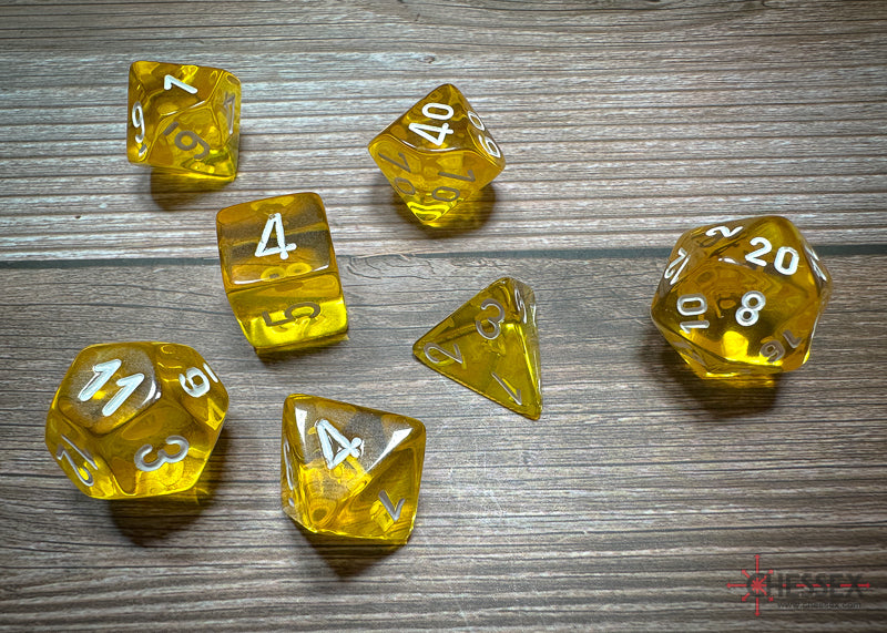 Yellow / White: Translucent Polyhedral Die Set (7's) CHX 23072