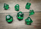 Green / White: Translucent Polyhedral Dice Set (7's) Revised CHX 23075
