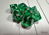 Green / White: Translucent Polyhedral Dice Set (7's) Revised CHX 23075