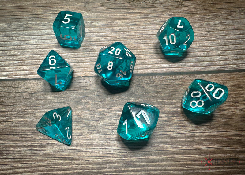 Teal / White: Translucent Polyhedral Die Set (7's) CHX 23085