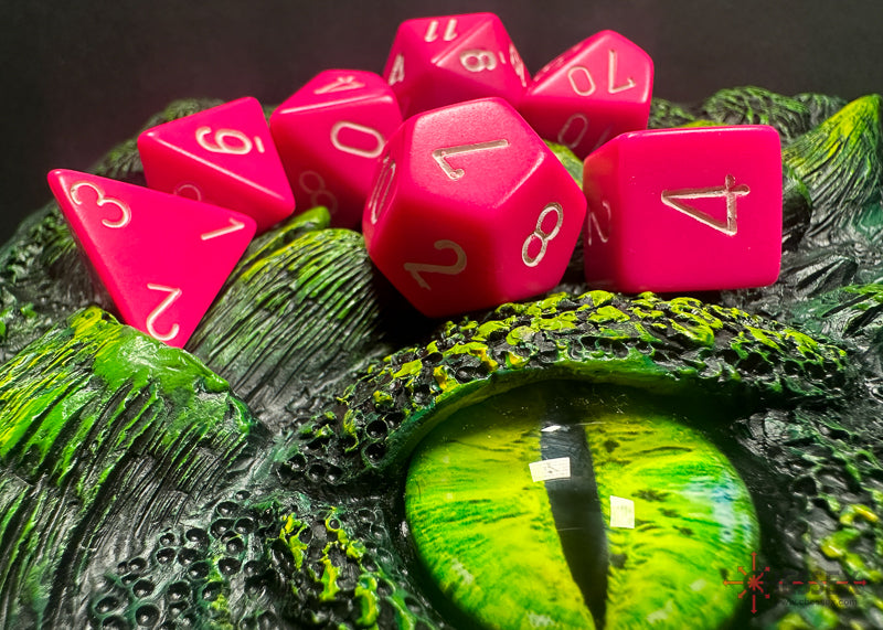 Pink / White: Opaque Polyhedral Dice Set (7's) CHX 25444