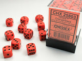 Orange and Black: Opaque 36d6 12mm Dice Block CHX 25803