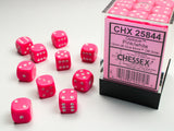 Pink / White: Opaque 36d6 12mm Dice Block CHX 25844