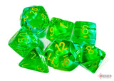 Gemini Translucent Green-Teal/Yellow Polyhedral 7-Dice Set CHX 26466