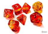 Gemini Translucent Red-Yellow/Gold Polyhedral 7-Dice Set CHX 26468