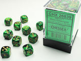 Black-Green / Gold: Gemini 36d6 12mm Dice Block CHX 26839