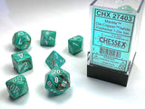 Oxi-Copper / White: Marble Polyhedral Dice Set (7's) CHX 27403
