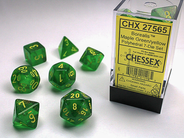 Maple Green / Yellow: Borealis Polyhedral Dice Set (7's) CHX 27565