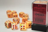 Sunburst / Red: Festive 12d6 16mm Dice Block CHX 27653