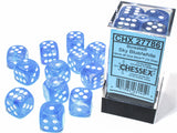 Sky Blue/White Luminary: Borealis 12d6 16mm Dice Block (12's) CHX 27786