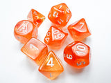 Blood Orange / White Luminary: Borealis Polyhedral Die Set (7's - with bonus die) CHX 30052