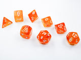 Blood Orange / White Luminary: Borealis Polyhedral Die Set (7's - with bonus die) CHX 30052