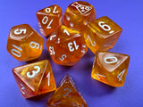Blood Orange / White Luminary: Borealis Polyhedral Die Set (7's - with bonus die) CHX 30052