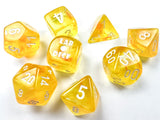 Canary / White Luminary: Borealis Polyhedral Die Set (7's - with bonus die) CHX 30053