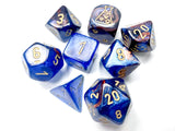 Azurite / Gold Lustrous Polyhedral Die Set (7's - with bonus die) CHX 30055