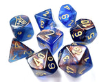 Azurite / Gold Lustrous Polyhedral Die Set (7's - with bonus die) CHX 30055