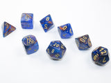 Azurite / Gold Lustrous Polyhedral Die Set (7's - with bonus die) CHX 30055
