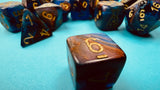 Azurite / Gold Lustrous Polyhedral Die Set (7's - with bonus die) CHX 30055
