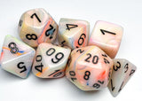 Lab Dice 6 Lustrous: Poly Sea Shell/black Luminary 7-Die Set CHX 30056