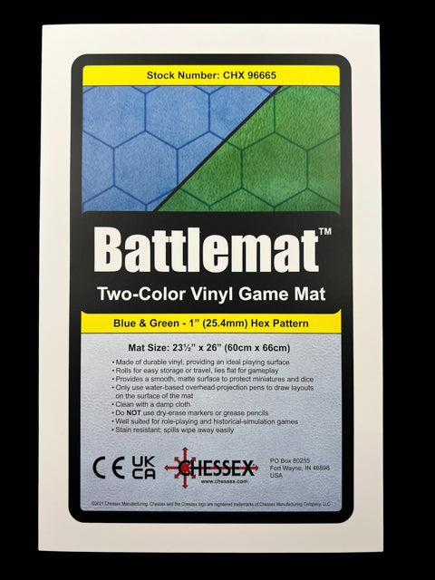 Chessex Reversible Battlemat: 1" Blue-Green Hexes CHX 96665
