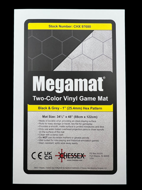 Chessex Reversible Megamat: 1" Black-Grey Hexes CHX 97680