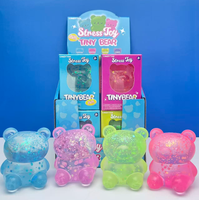 CANDYTIDE Glow-in-the-Dark Tiny Bear Squishy Stress Relief Toy, Soft Squeeze Fidget Toy