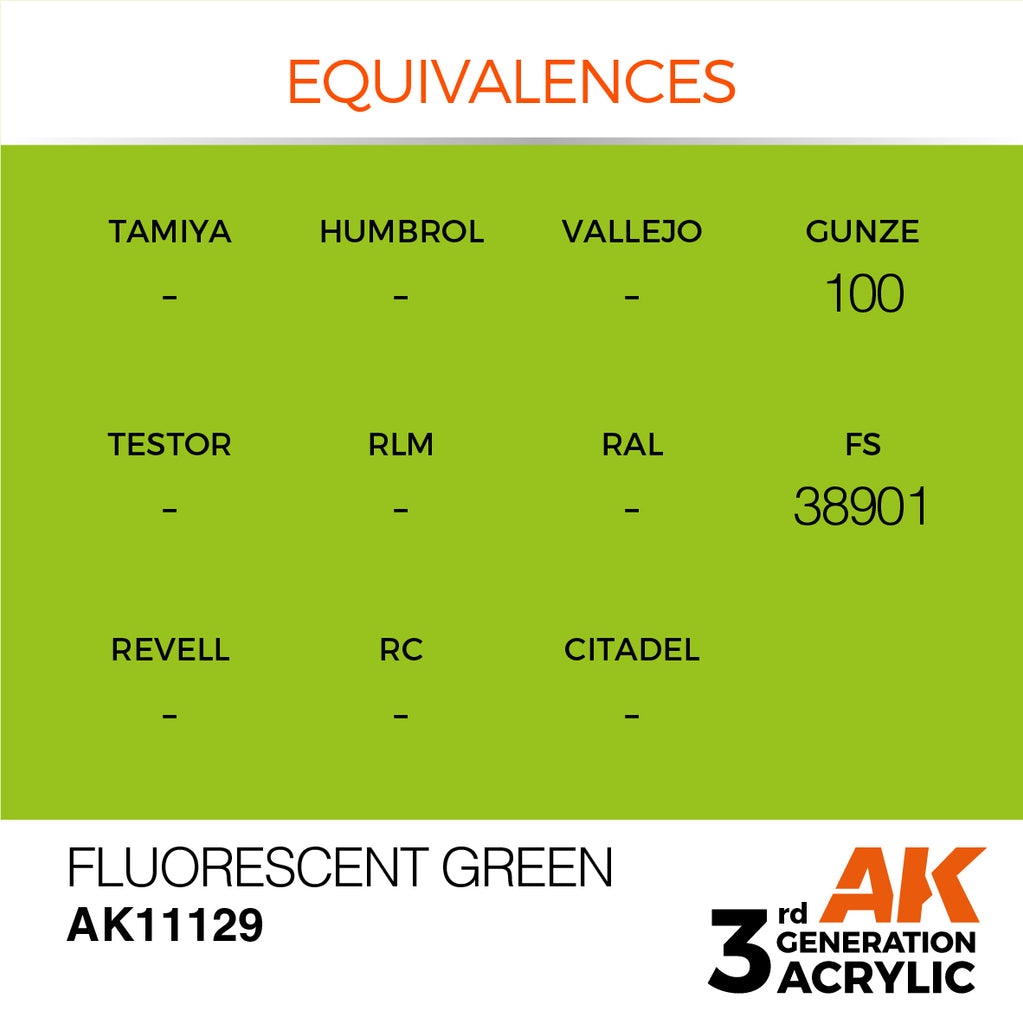 3Gen Acrylics: Fluorescent Green - Standard LTG AK-11129