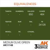 3Gen Acrylics: Medium Olive Green - Standard LTG AK-11148