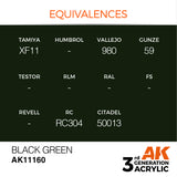 3Gen Acrylics: Black Green - Standard LTG AK-11160