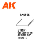 Styrene Strip - 0.30 x 4.00 x 350mm x 10 Units LTG AK-6505