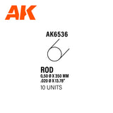 Styrene Rod - 0.50 Diameter x 350mm x 10 Units LTG AK-6536