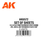 Styrene Sheets Set - 0.3, 0.5 & 0.7 mm 245 x 195mm LTG AK-6572