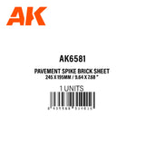 Textured Styrene Sheet - Pavement Spike Brick Sheet - 245x 195mm x 1 Unit LTG AK-6581