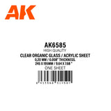 Clear Organic Glass Acrylic Sheet - 0.20mm Thickness x 245 x 195mm x 1 Unit LTG AK-6585