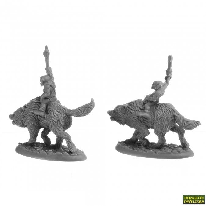 Goblin Wolfriders (2): Bones USA - Dungeon Dwellers RPR 07041