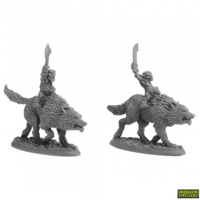 Goblin Wolfriders (2): Bones USA - Dungeon Dwellers RPR 07041