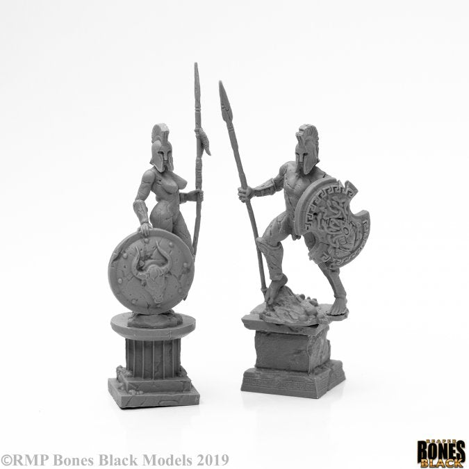 Amazon and Spartan Living Statues (Stone): Bones Black RPR 44127