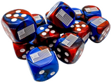 WWII UNITED STATES GEMINI BLUE-RED/WHITE 12D6 16MM DICE BLOCK