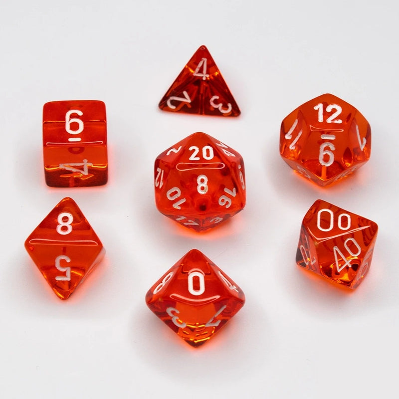 Orange / White: Translucent Polyhedral Dice Set (7's) CHX 23073