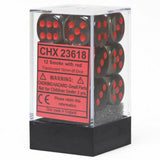Smoke / Red: Translucent 12d6 16mm  Dice Set CHX 23618
