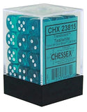 Teal / White: Translucent 36d6 12mm Dice Block CHX 23815