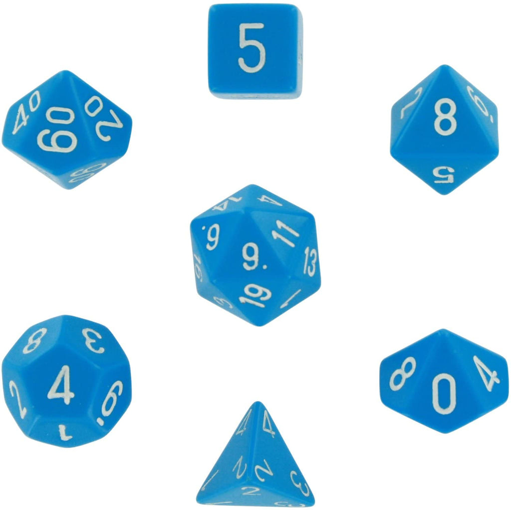 Light Blue / White: Opaque Polyhedral  Dice Set (7's) CHX 25416