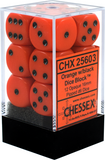 Orange / Black: Opaque 12d6 16mm Dice Set CHX 25603