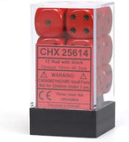 Red / Black: Opaque 12d6 16mm Dice Set CHX 25614