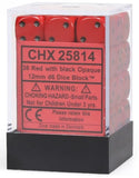 Red / Black: Opaque 36d6 12mm Dice Block CHX 25814