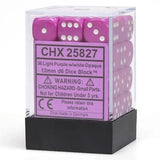 Light Purple / White: Opaque 36d6 12mm Dice Block CHX 25827