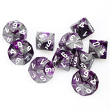 Purple-Steel / White: Gemini d10 Dice Set (10's) CHX 26232