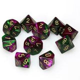 Green-Purple / Gold: Gemini d10 Dice Set (10's) CHX 26234