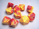 Red-Yellow / Silver: Gemini d10 Dice Set (10's) CHX 26250